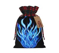 MyPiky Indigo Flame Print Christmas Drawstring Gift Bags,Drawstring Bag,Xmas Christmas Bags Party Storage Bags Reusable