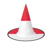 MyPiky Indonesian Flag Print Carnival Halloween Witch Hat Costume Lightweight Cap For Parties Cosplay, Black, 3 PCS