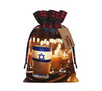 MyPiky Israeli Flag Printing Christmas Drawstring Gift Bags Xmas Holiday Reusable Needs Wrapping Present Bags
