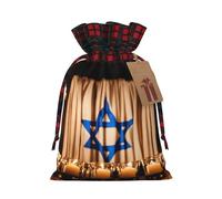 MyPiky Israeli Flag Printing Christmas Drawstring Gift Bags Xmas Holiday Reusable Needs Wrapping Present Bags