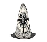 MyPiky Law Of The Compass Navigation 1 Print Unisex Hooded Comfortable Cloak Gothic Halloween Cosplay Carnival Vampire Themes, Black, Medium