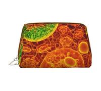 MyPiky Leather Makeup Bag with Printing Eukaryotic Cell Skin Skin Microscope Small Travel Cosmetic Bag for Women Cosmetic Organizer Bag Cell, Adherent Eukaryotic Cells Seen Through A Microscope,
