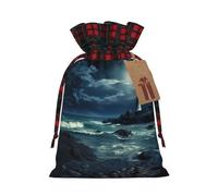 MyPiky Lighthouse Print Christmas Drawstring Gift Bags,Drawstring Bag,Xmas Christmas Bags Party Storage Bags Reusable