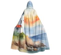 MyPiky Lighthouse Print Comfortable Versatile Adult Hooded Cloak Halloween Christmas Costume Accessory