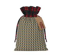 MyPiky Lisbon Tram Printing Christmas Drawstring Gift Bags Xmas Holiday Reusable Needs Wrapping Present Bags