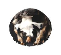 MyPiky Long Ears French Bulldog Print Shower Cap,Elastic And Reusable Bath Hair Hat For Long Hair,Large Waterproof Shower Bonnet,For Women Men Kids