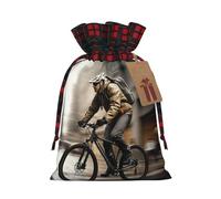 MyPiky Love On The Bike Print Christmas Drawstring Gift Bags,Drawstring Bag,Xmas Christmas Bags Party Storage Bags Reusable