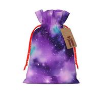 MyPiky Magic Galaxy Sky Purple Printing Christmas Drawstring Gift Bag For Xmas Birthday Holiday Party Presents Favors Bags