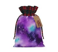 MyPiky Magic Galaxy Sky Purple Printing Christmas Drawstring Gift Bags Xmas Holiday Reusable Needs Wrapping Present Bags