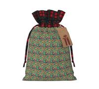 MyPiky Many Small Dinosaur Printing Christmas Drawstring Gift Bags Xmas Holiday Reusable Needs Wrapping Present Bags