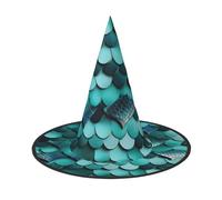 MyPiky Mermaid Fish Scale Print Print Carnival Halloween Witch Hat Costume Lightweight Cap For Parties Cosplay, Black, 2 PCS
