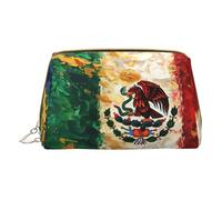 MyPiky Mexican American Flag Print Cosmetic Bags,Leather Makeup Bag Small For Purse,Cosmetic Pouch,Toiletry Clutch For Women Travel, Mexican American Flag, One Size