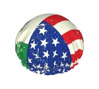 MyPiky Mexican American Flag Print Shower Cap,Elastic And Reusable Bath Hair Hat For Long Hair,Large Waterproof Shower Bonnet,For Women Men Kids