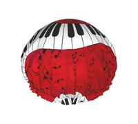 MyPiky Music Note Piano Print Shower Cap,Elastic And Reusable Bath Hair Hat For Long Hair,Large Waterproof Shower Bonnet,For Women Men Kids
