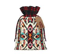 MyPiky Native American Pattern Print Christmas Drawstring Gift Bags,Drawstring Bag,Xmas Christmas Bags Party Storage Bags Reusable