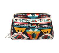 MyPiky Native American Pattern Print Cosmetic Bags,Leather Makeup Bag Small For Purse,Cosmetic Pouch,Toiletry Clutch For Women Travel, Native American Pattern, One Size