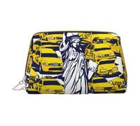 MyPiky New York City Print Cosmetic Bags,Leather Makeup Bag Small For Purse,Cosmetic Pouch,Toiletry Clutch For Women Travel, New York City, One Size