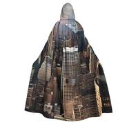 MyPiky New York Fashion City Print Halloween Cloak Full Length Hooded Adults Unisex Cape For Cosplay Festivals