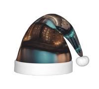 MyPiky New York Manhattan Bridge Night Print Christmas Elf 13.8in Hat For Santa Xmas Holiday Festive Party Gift Decorations