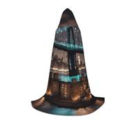MyPiky New York Manhattan Bridge Night Print Unisex Hooded Comfortable Cloak Gothic Halloween Cosplay Carnival Vampire Themes