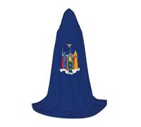 MyPiky New York State Flag Print Unisex Hooded Comfortable Cloak Gothic Halloween Cosplay Carnival Vampire Themes, Black, S