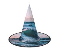 MyPiky Ocean Waves Print Carnival Halloween Witch Hat Costume Lightweight Cap For Parties Cosplay, Black, 1