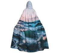 MyPiky Ocean Waves Print Comfortable Versatile Adult Hooded Cloak Halloween Christmas Costume Accessory
