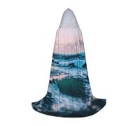 MyPiky Ocean Waves Print Unisex Hooded Comfortable Cloak Gothic Halloween Cosplay Carnival Vampire Themes