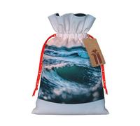 MyPiky Ocean Waves Printing Christmas Drawstring Gift Bag For Xmas Birthday Holiday Party Presents Favors Bags