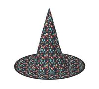 MyPiky Outer Space Planet Print Carnival Halloween Witch Hat Costume Lightweight Cap For Parties Cosplay, Black, 2 PCS