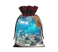 MyPiky Pacific Ocean Biological Print Christmas Drawstring Gift Bags,Drawstring Bag,Xmas Christmas Bags Party Storage Bags Reusable