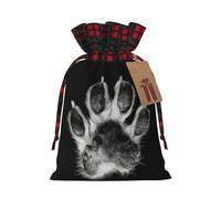 MyPiky Pawprint Print Christmas Drawstring Gift Bags,Drawstring Bag,Xmas Christmas Bags Party Storage Bags Reusable