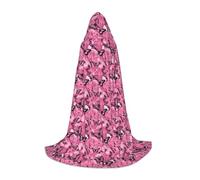 MyPiky Pink Butterfly Seamless Tile Print Unisex Hooded Comfortable Cloak Gothic Halloween Cosplay Carnival Vampire Themes, Black, S
