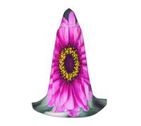 MyPiky Pink Flower Print Unisex Hooded Comfortable Cloak Gothic Halloween Cosplay Carnival Vampire Themes, Black, S