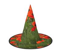 MyPiky Poppy Flowers Petals Print Carnival Halloween Witch Hat Costume Lightweight Cap For Parties Cosplay