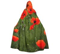 MyPiky Poppy Flowers Petals Print Comfortable Versatile Adult Hooded Cloak Halloween Christmas Costume Accessory