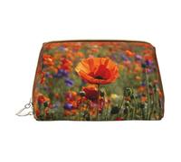 MyPiky Poppy Flowers Print Cosmetic Bags,Leather Makeup Bag Small For Purse,Cosmetic Pouch,Toiletry Clutch For Women Travel, Poppy Flowers, One Size