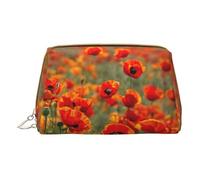 MyPiky Poppy Flowers Print Cosmetic Bags,Leather Makeup Bag Small For Purse,Cosmetic Pouch,Toiletry Clutch For Women Travel, Poppy Flowers, One Size