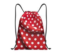 MyPiky Poppy Flowers Print Drawstring Backpacks,Drawstring Bags,String Bags Gym Shopping Yoga Sport Beach For Men Women, Red White Polka Dot, M