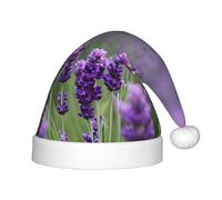 MyPiky Purple Lavender Colored Flowers Print Christmas Elf 13.8in Hat For Santa Xmas Holiday Festive Party Gift Decorations