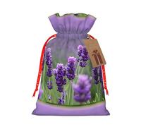 MyPiky Purple Lavender Colored Flowers Printing Christmas Drawstring Gift Bag For Xmas Birthday Holiday Party Presents Favors Bags