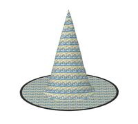 MyPiky Rainbow Clouds Raindrop Print Carnival Halloween Witch Hat Costume Lightweight Cap For Parties Cosplay, Black, 1