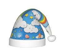 MyPiky Rainbow Clouds Raindrop Print Christmas Elf 13.8in Hat For Santa Xmas Holiday Festive Party Gift Decorations