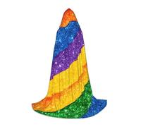 MyPiky Rainbow Stripes Print Unisex Hooded Comfortable Cloak Gothic Halloween Cosplay Carnival Vampire Themes, Black, Medium