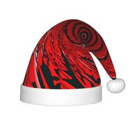 MyPiky Red Flower Vortex Spiral Print Christmas Elf 13.8in Hat For Santa Xmas Holiday Festive Party Gift Decorations