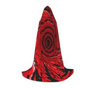 MyPiky Red Flower Vortex Spiral Print Unisex Hooded Comfortable Cloak Gothic Halloween Cosplay Carnival Vampire Themes, Black, S