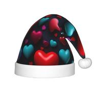 MyPiky Romantic Red Heart Print Christmas Elf 13.8in Hat For Santa Xmas Holiday Festive Party Gift Decorations