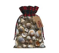 MyPiky Seashells Sand Print Christmas Drawstring Gift Bags,Drawstring Bag,Xmas Christmas Bags Party Storage Bags Reusable