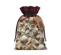 MyPiky Seashells Sand Print Christmas Drawstring Gift Bags,Drawstring Bag,Xmas Christmas Bags Party Storage Bags Reusable