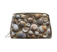 MyPiky Seashells Sand Print Cosmetic Bags,Leather Makeup Bag Small For Purse,Cosmetic Pouch,Toiletry Clutch For Women Travel, Seashells Sand1, One Size